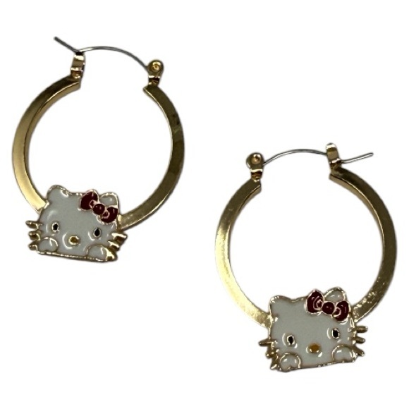Officially Licensed Hello Kitty by Sanrio Golden Hoop Earrings - Picture 6 of 9